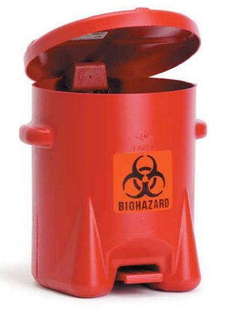 Picture of Medical Waste Receptacle MarketLab 10 gal. Round Red Polyethylene Step On1336
