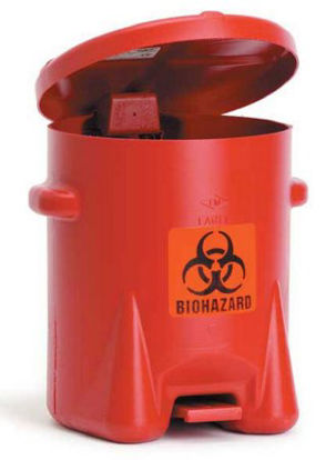 Picture of Medical Waste Receptacle MarketLab 10 gal. Round Red Polyethylene Step On1336