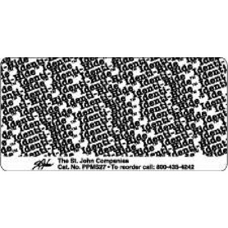 Picture of Pre-Printed Label Identi-Hide™ Chart Tab White Paper Hide Identi-Hide Black Protection Label 2 X 4 InchPPMS27