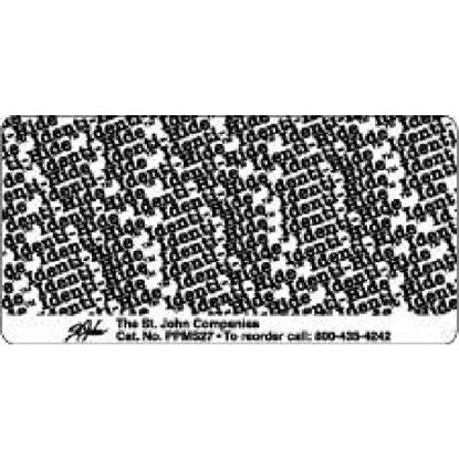 Picture of Pre-Printed Label Identi-Hide™ Chart Tab White Paper Hide Identi-Hide Black Protection Label 2 X 4 InchPPMS27