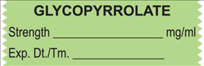 Picture of Drug Label UAL™ Anesthesia Label Tape Glycopyrrolate Stength _ mg/mL Exp Dt Tm_ Green 1/2 X 1-1/2 InchULTJ078