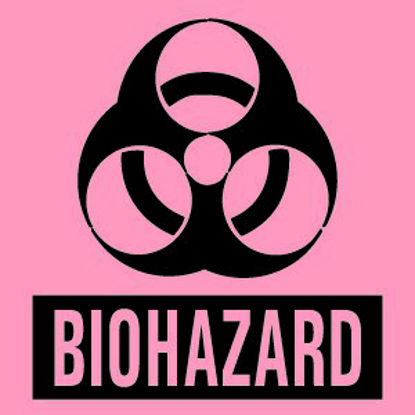 Picture of Pre-Printed Label Timemed Warning Label Fluorescent Red Paper Biohazard / Symbol Black Biohazard 1 X 1 InchBH-11