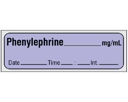 Picture of Drug Label Shamrock Anesthesia Label Phenylephrine_mg/mL Date_Time_Int._ Violet 1/2 X 1 InchSA-283-DTI-PRE