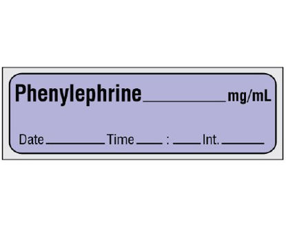 Picture of Drug Label Shamrock Anesthesia Label Phenylephrine_mg/mL Date_Time_Int._ Violet 1/2 X 1 InchSA-283-DTI-PRE