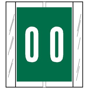 Picture of Pre-Printed Label Chart Tab Green 0 | 0 White Numeric 1-2/3 Inch12500