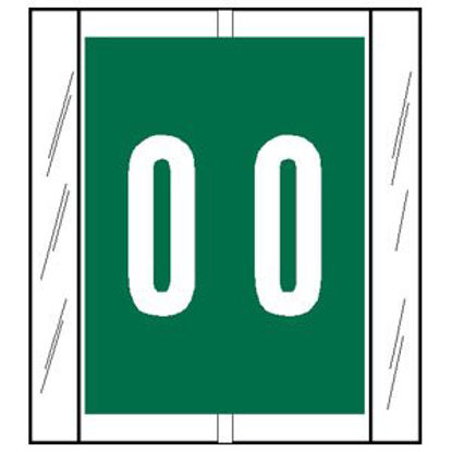 Picture of Pre-Printed Label Chart Tab Green 0 | 0 White Numeric 1-2/3 Inch12500