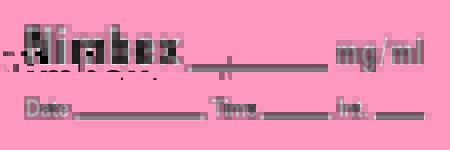 Picture of Drug Label Barkley® Anesthesia Label Tape Nimbex_mg/mL Date_Time_Int Fluorescent Red 1/2 X 1-1/2 InchAN-25