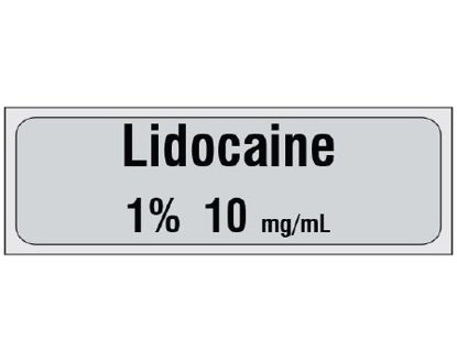 Picture of Drug Label Shamrock Anesthesia Label Lidocaine / 1% 10 mg/mL Gray 1/2 X 1 InchSA-3010-PRE