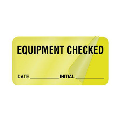 Picture of Pre-Printed Label UAL™ Communication Fill In Fluorescent Green Paper Equipment Checked Date_Initial_ Black Quality Control Label 1 X 2 InchULBE317