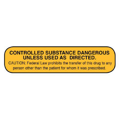 Picture of Pre-Printed Label Apothecary Products® Anesthesia Label Orange Paper Controlled Substance Dangerous Unless used as Directed Black Medication Instruction 3/8 X 1-9/16 Inch40322