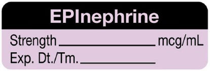 Picture of Drug Label UAL™ Anesthesia Label Ephedrine Strength_mg/mL Exp Dt Tm Black / Lavender 1/2 X 1-1/2 InchULAL654