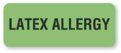 Picture of Pre-Printed Label UAL™ Allergy Alert Green Paper Latex Allergy Black Alert Label 7/8 X 3 InchULHN910