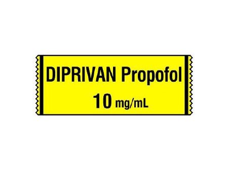 Picture of Drug Label Shamrock Anesthesia Label DIPRIVAN Propofol 10 mg/ml / Date _____ Time _____ Int. _____ Yellow 1/2 X 1 InchSA-209-DTI