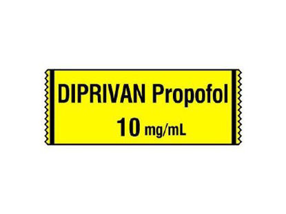 Picture of Drug Label Shamrock Anesthesia Label DIPRIVAN Propofol 10 mg/ml / Date _____ Time _____ Int. _____ Yellow 1/2 X 1 InchSA-209-DTI