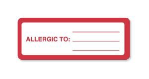 Picture of Pre-Printed Label UAL™ Allergy Alert Red / White EDP Paper Allergic To Red Alert Label 1-1/8 X 3 InchULHN303