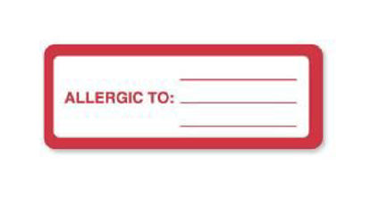 Picture of Pre-Printed Label UAL™ Allergy Alert Red / White EDP Paper Allergic To Red Alert Label 1-1/8 X 3 InchULHN303