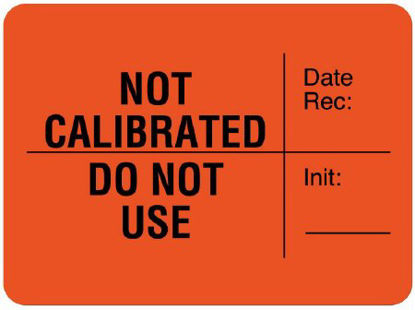 Picture of Pre-Printed Label Auxiliary Label Red Paper NOT CALIBRATED Date Rec: ______________DO NOT USE Init: __________ Quality Control Label 1-3/4 X 1-3/4 InchULLR306