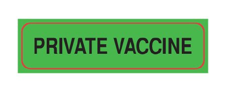 Picture of Pre-Printed Label UAL™ Auxiliary Label Green Fluorescent Paper Private Vaccine Black Confidential 5/16 X 1-1/4 InchUL356435V