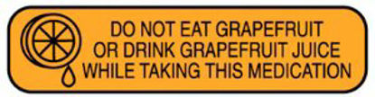 Picture of Pre-Printed Label Indeed Auxiliary Label Orange Paper Do Not Eat Grapefruit Or Drink Grapefruit Juice While Taking This Medication Black Safety and Instructional 3/8 X 1-5/8 Inch2959