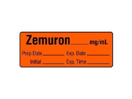 Picture of Drug Label Shamrock Anesthesia Label Zemuron_mg/mL Fluorescent Red 1/2 X 1 InchSA-2215-EXP-PRE
