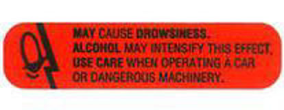 Picture of Pre-Printed Label Barkley® Auxiliary Label Red Paper Caution May Cause Drowsiness Black Caution 2 X 2-1/ Inch02571540001