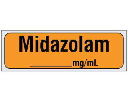 Picture of Drug Label Shamrock Anesthesia Label Midazolam_mg/mL Orange 1/2 X 1 InchSA-212-PRE