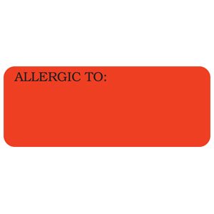 Picture of Pre-Printed Label Allergy Alert Red Allergic To: Black Alert Label 7/8 X 2-1/4 InchUL808