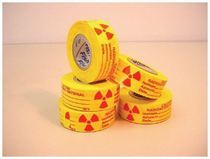 Picture of Pre-Printed Label Fisherbrand™ Laboratory Use Yellow Paper CAUTION RADIOACTIVE MATERIAL Diagram / Symbol 3/4 Inch X 14 Yard15967