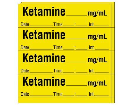 Picture of Drug Label Shamrock Anesthesia Label KETAMINE _____ mg / mL / Date _____ Time _____ Int. _____ Yellow 1/2 X 1 InchSA-201-DTI-PK