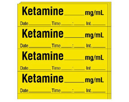 Picture of Drug Label Shamrock Anesthesia Label KETAMINE _____ mg / mL / Date _____ Time _____ Int. _____ Yellow 1/2 X 1 InchSA-201-DTI-PK