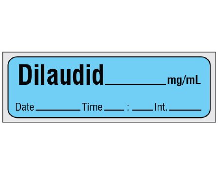 Picture of Drug Label Shamrock Anesthesia Label DILAUDID _____ mg / mL / Date _____ Time _____ Int. _____ Blue 1/2 X 1 InchSA-2414-DTI-PRE