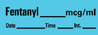 Picture of Drug Label Barkley® Anesthesia Label Fentanyl____mcg/mL___Date__Time__Int. Blue 1/2 X 1-1/2 InchLAN-7