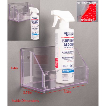 Picture of Spray Bottle Holder Clear PETG Manual 1 Spray Bottle VHB Tape MountSPRAYBTL-T