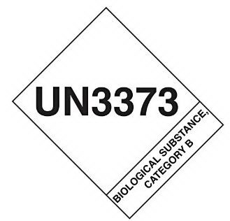 Picture of Pre-Printed Label Uline Warning Label White Paper UN3373 Biological Substance Category B Black Shipping Lab/Specimen 4 X 4-3/4 InchS12521