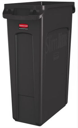 Picture of Trash Can Rubbermaid® Slim Jim® 23 gal. Rectangular Black LLDPE Open TopFG354060BLA