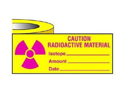 Picture of Pre-Printed Label Warning Label Yellow Tape Warning Radioactive Red Biohazard 1 X 500 InchSRA-1