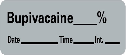 Picture of Drug Label Barkley® Anesthesia Label Bupivacaine_% Date_Time_Int_ Gray 1/2 X 1-1/2 InchLAN-42PC
