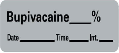 Picture of Drug Label Barkley® Anesthesia Label Bupivacaine_% Date_Time_Int_ Gray 1/2 X 1-1/2 InchLAN-42PC