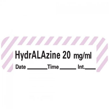 Picture of Drug Label Anesthesia Label Tape HydrALAzine 20mg/mL Date_Time_Int Violet / White 1/2 X 1-1/2 InchANS-118D20