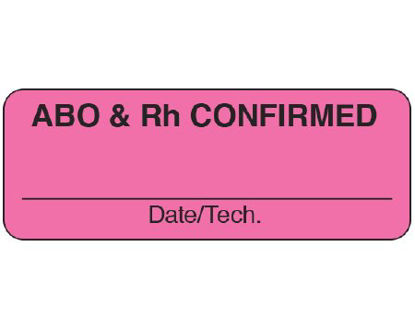 Picture of Pre-Printed Label Shamrock Communication Fill In Pink Matte Coldstick ABO & Rh CONFIRMED / _____ / Date/Tech. Black Quality Control Label 3/4 X 2 InchUPCR-5004