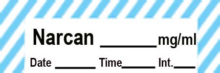 Picture of Drug Label Timemed Anesthesia Label Tape Narcan_mg/mL Date_Time_Int Blue / White 1/2 X 1-1/2 InchANS-71
