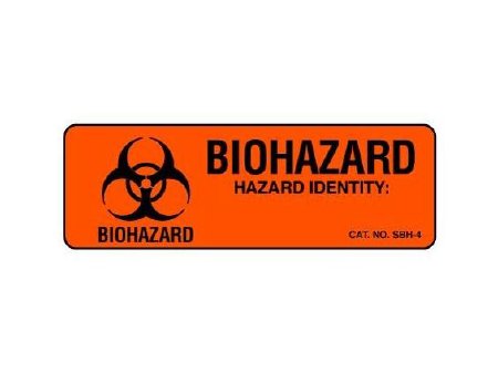 Picture of Pre-Printed Label Shamrock Warning Label Fluorescent Red Biohazard / Symbol Black Biohazard 1 X 3SBH-4