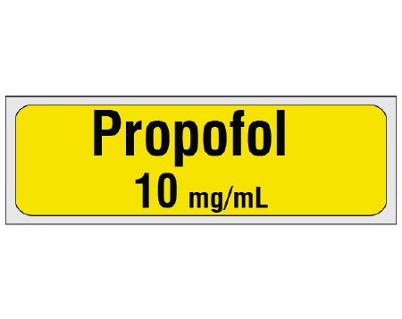 Picture of Drug Label Shamrock Anesthesia Label Propofol 10 mg/mL Yellow 1/2 X 1 InchSA-2005-PRE