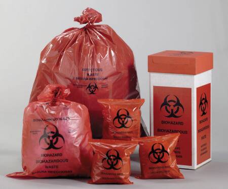 Picture of Biohazard Waste Bag Medegen Medical Products 44 gal. Red Bag Polyethylene 38 X 45 InchF109