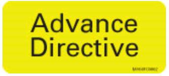 Picture of Pre-Printed Label Instructional Label Fluorescent Chartreuse Advance Directive Black Safety and Instructional 1 X 2-1/4 InchMV04FC0092