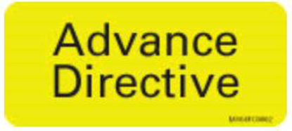 Picture of Pre-Printed Label Instructional Label Fluorescent Chartreuse Advance Directive Black Safety and Instructional 1 X 2-1/4 InchMV04FC0092
