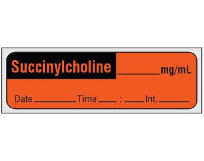 Picture of Drug Label Shamrock Anesthesia Label SUCCINYLCHOLINE _____ mg / mL / Date _____ Time _____ Int. _____ Fluorescent Red 1/2 X 1 InchSA-226-DTI-PRE