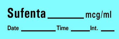 Picture of Drug Label Timemed Anesthesia Label Tape Sufenta_mcg/mL Date_Time_Int Blue 1/2 X 1-1/2 InchAN-147