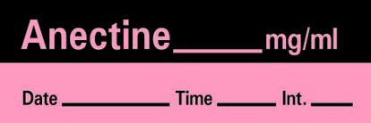 Picture of Drug Label Timemed Anesthesia Label Tape Anectine_mg/mL Date_Time_Int Red 1/2 X 1-1/2 InchAN-33