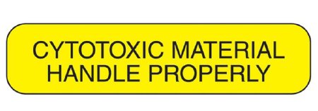 Picture of Pre-Printed Label Barkley® Warning Label Yellow Paper Cytotoxic Material Handle Properly Black Caution 3/8 X 1-5/8 Inch2373